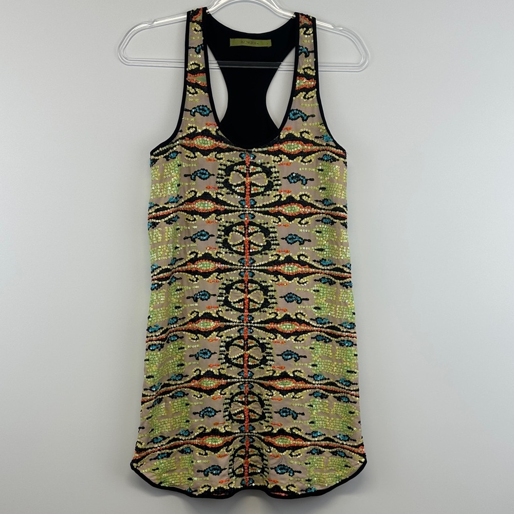 Rapsodia Sequin Kaleidoscope Print Racerback Tank Mini Dress XS - Picture 2 of 9